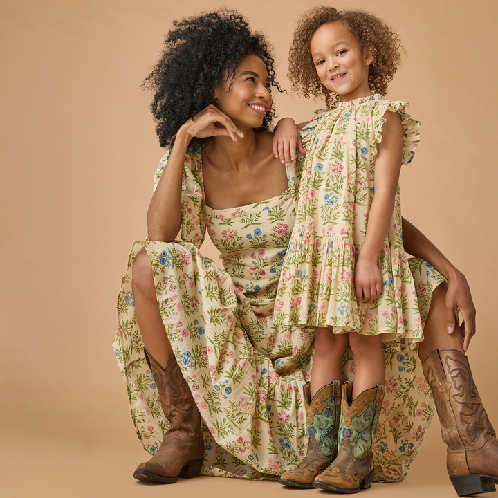 Womens Marilyn Bell Sleeve Dress - Leafy Floral