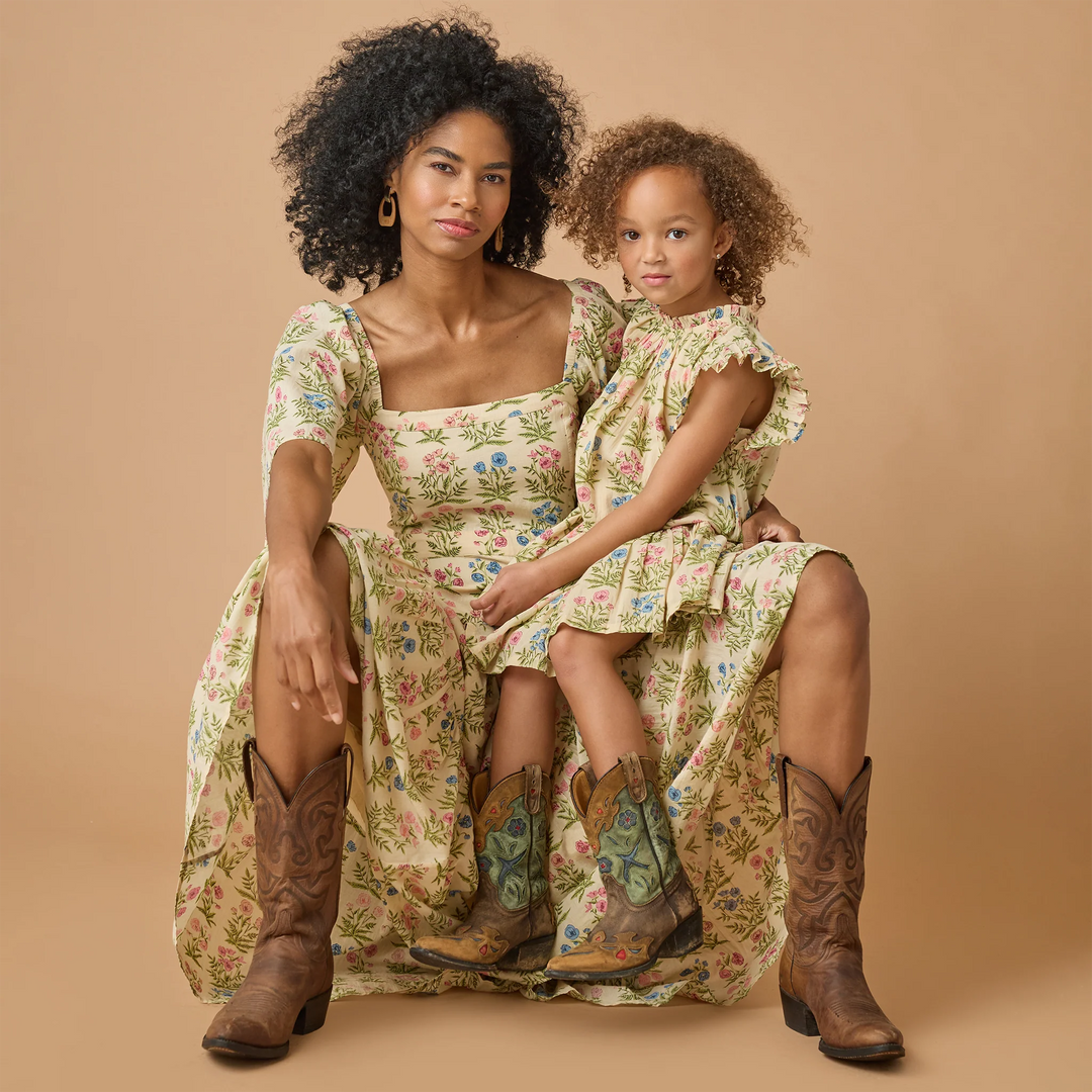 Womens Marilyn Bell Sleeve Dress - Leafy Floral