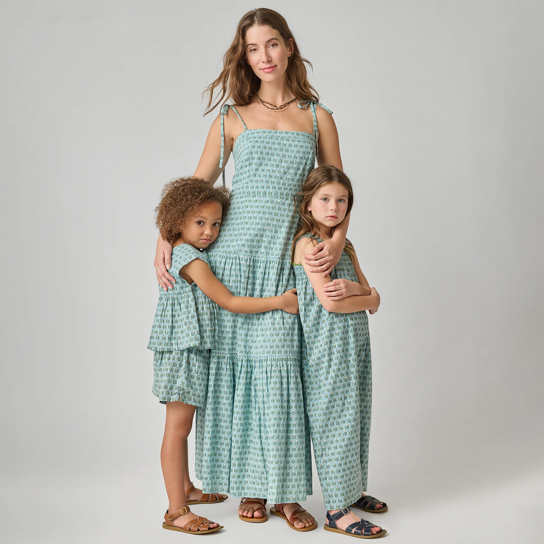 Womens Marilyn Dress - Blue Prairie Block Print