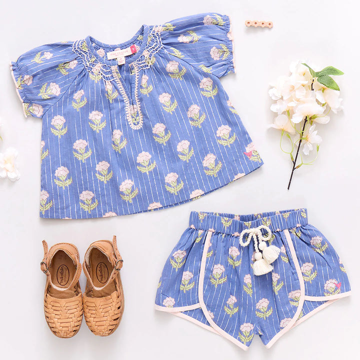 Girls Ava Top - Periwinkle Small Bud