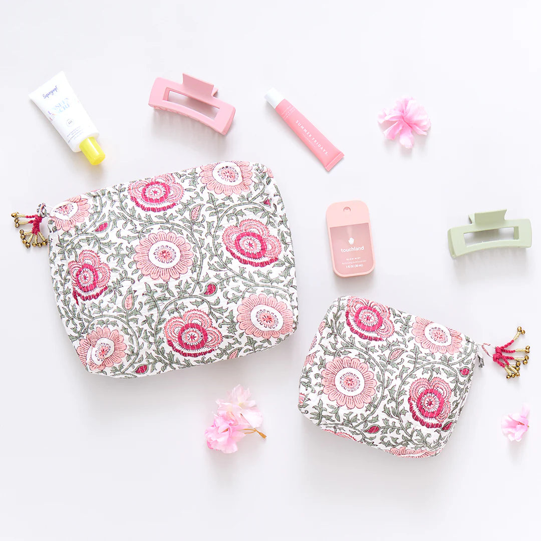 Quilted Pouch - Pink Lisbon Floral