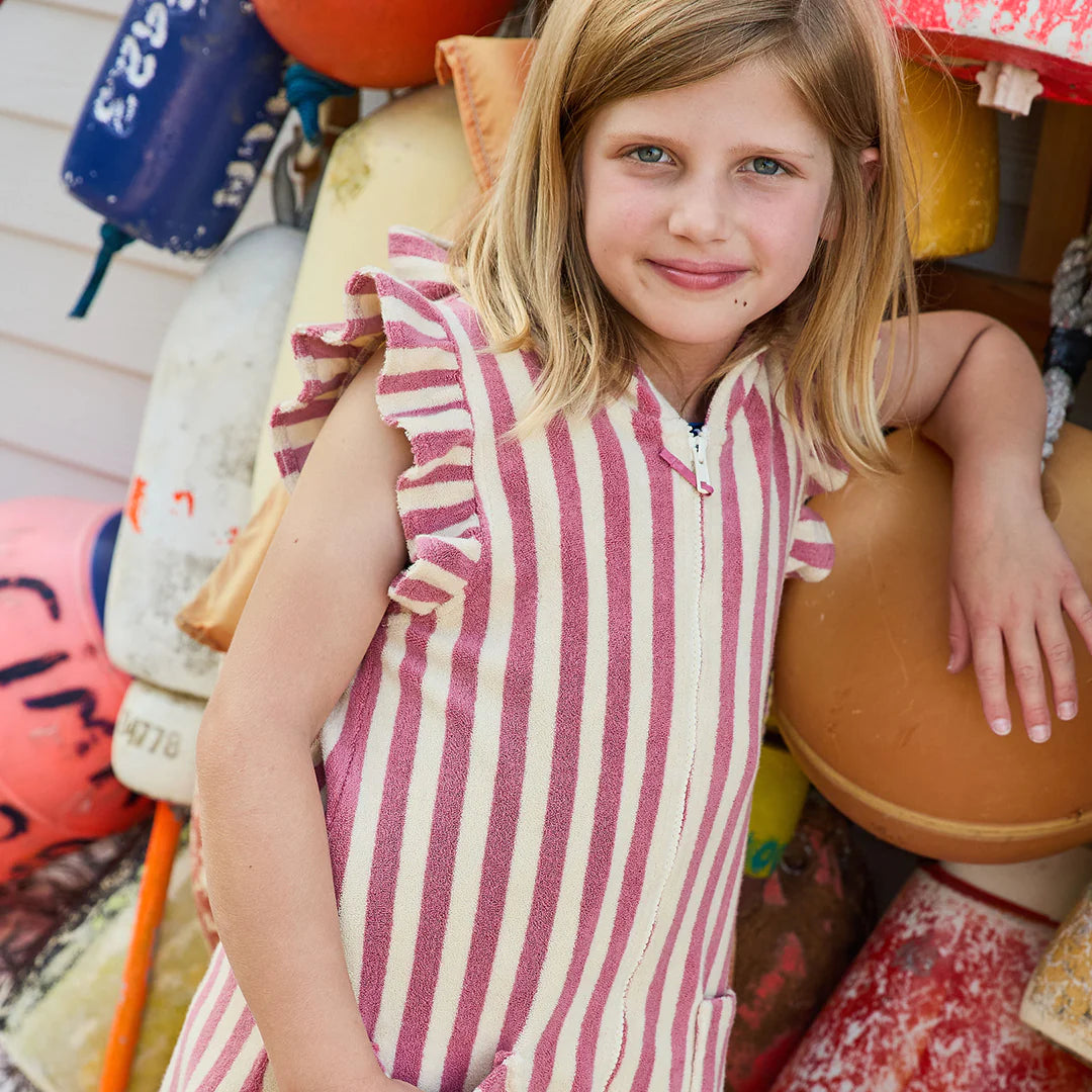 Girls Terry Coverup - Pink Stripe