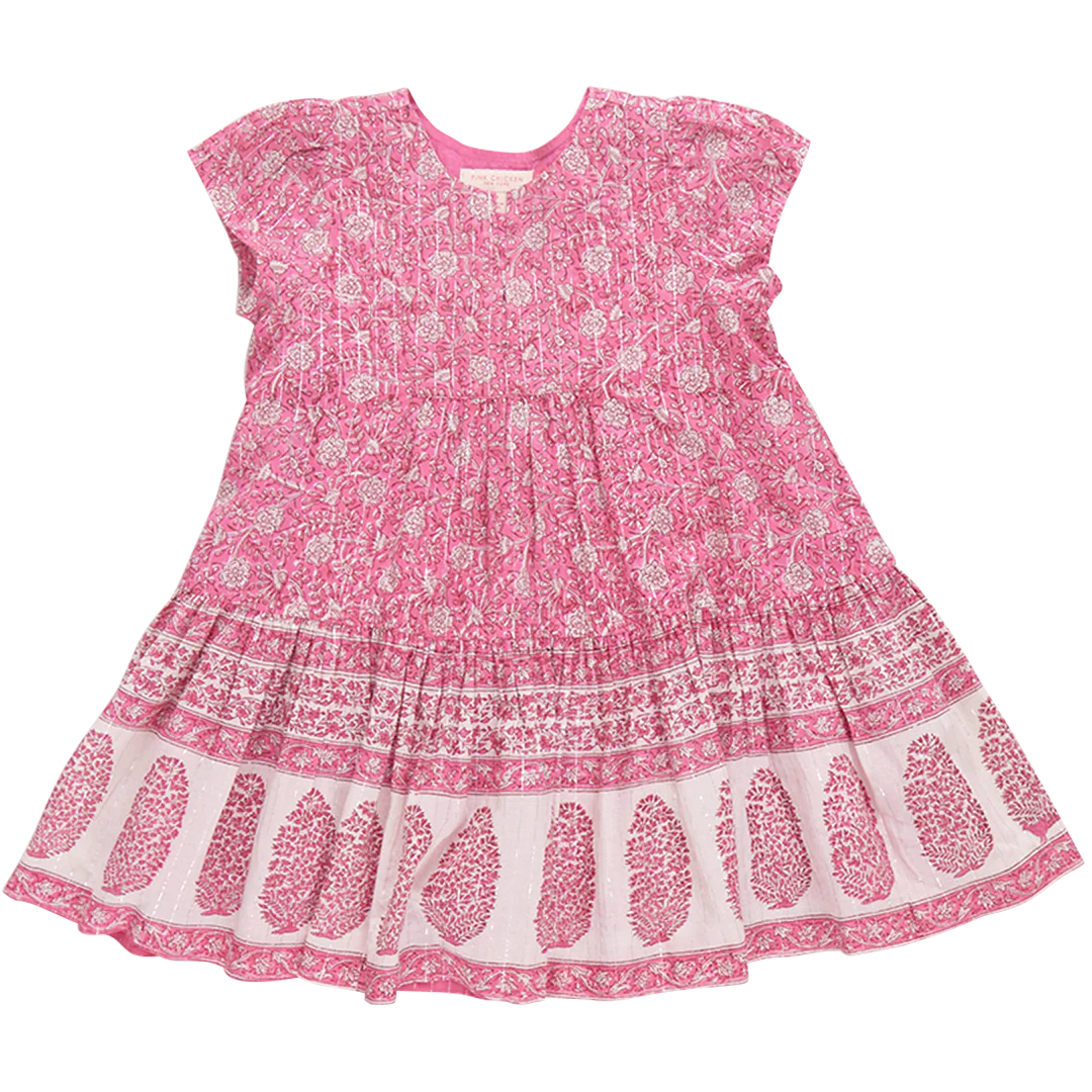 Girls Adele Dress - Hot Pink Garden Floral