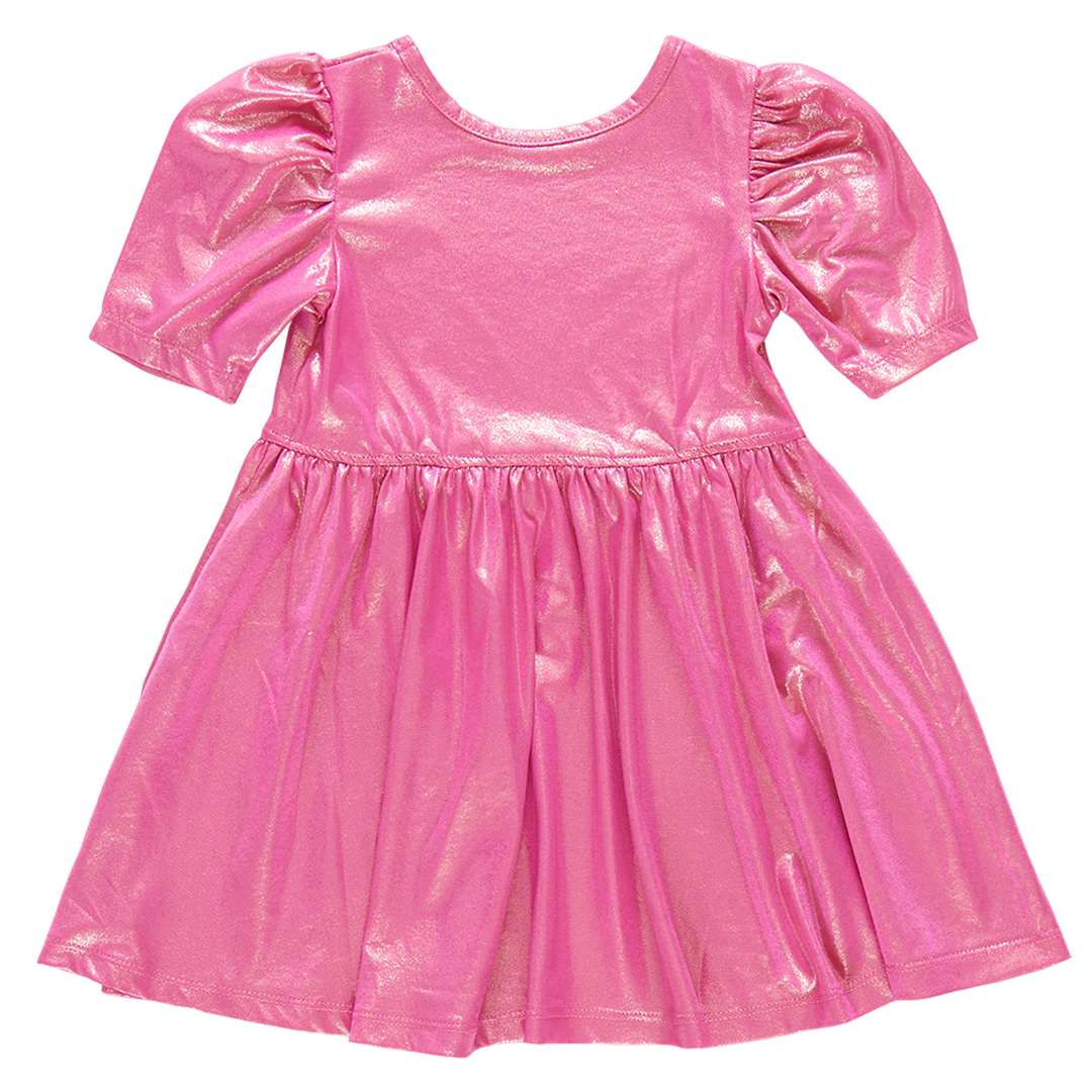 Girls Lame Laurie Dress - Pink