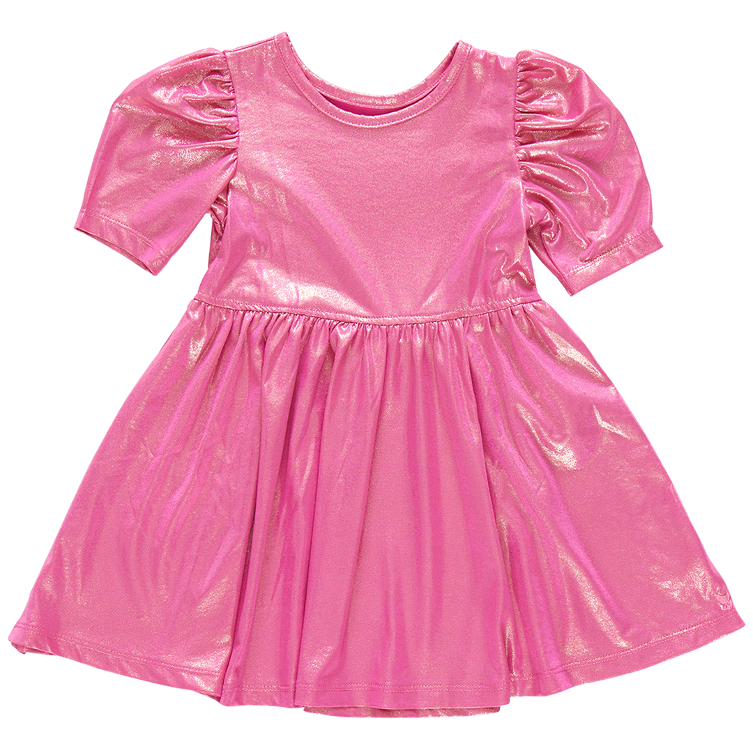 Girls Lame Laurie Dress - Pink
