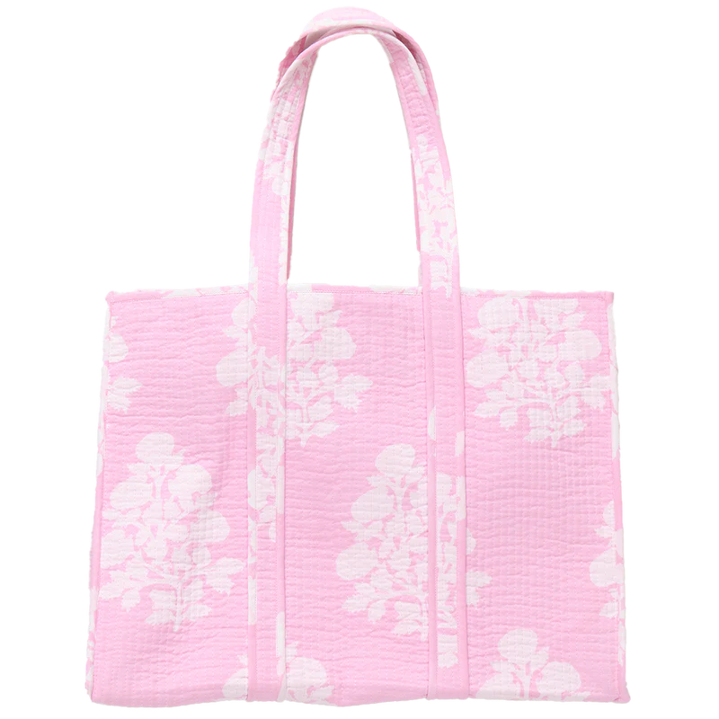 Reversible Quilted Tote - Pink Bouquet Floral