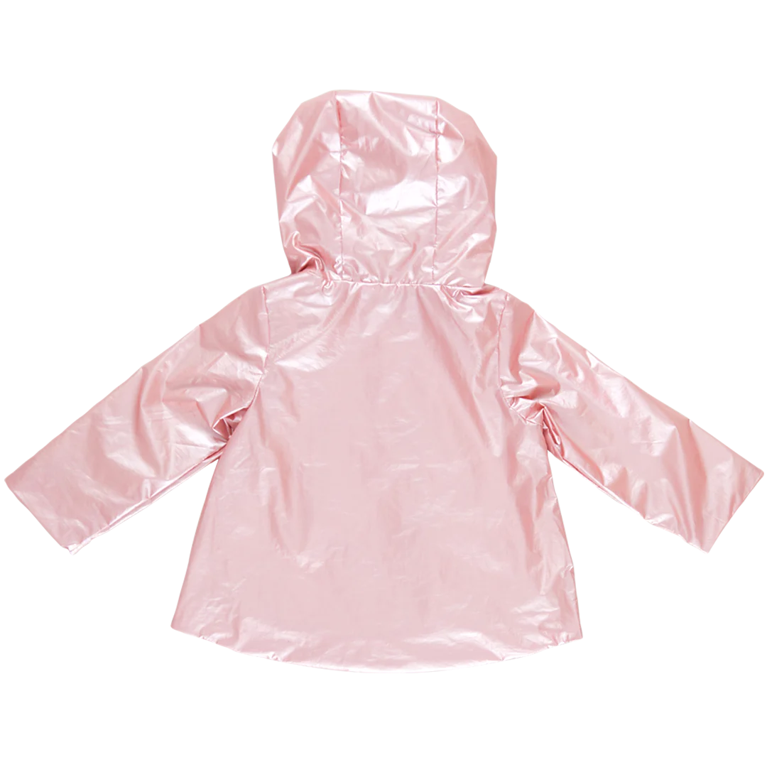 Girls Rafa Rain Coat - Pink Metallic Horses