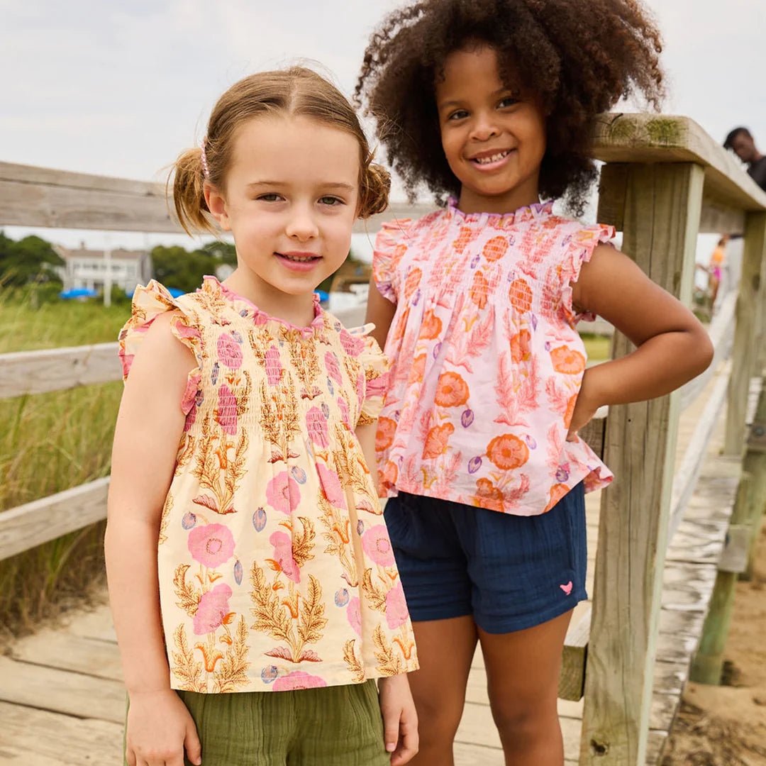 Girls Stevie Top - Purple Gilded Floral