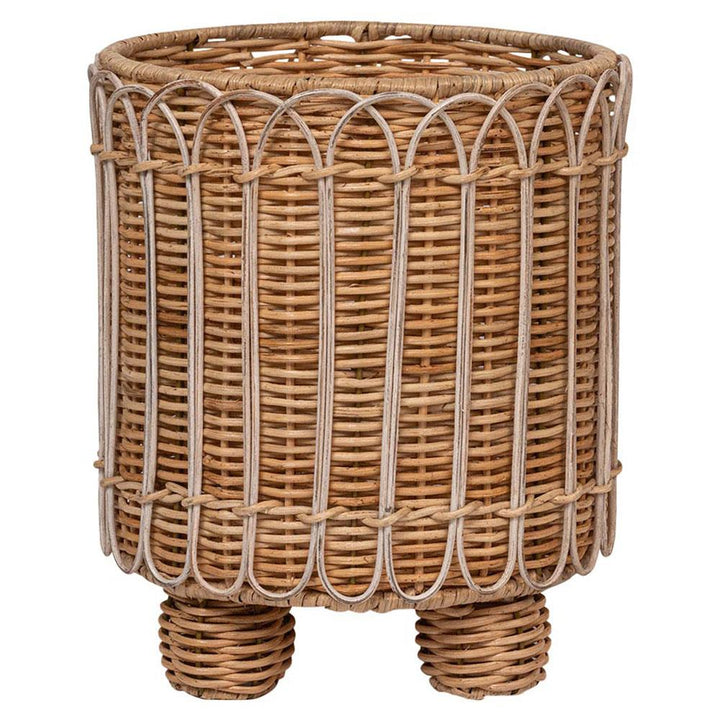 Provence Rattan Round Planter - Whitewash