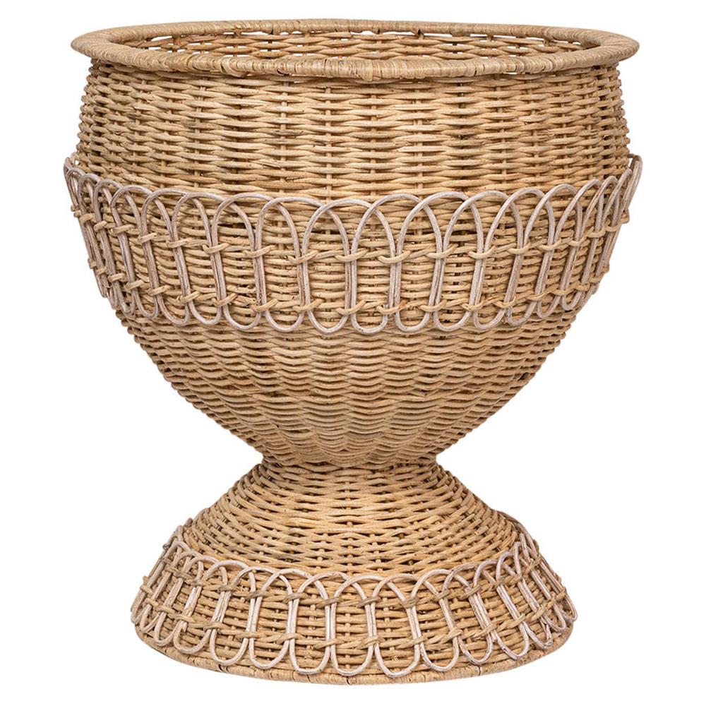 Provence Rattan Medium Urn - Whitewash