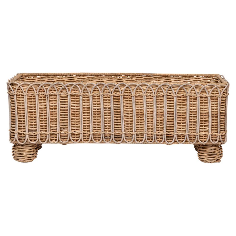 Provence Rattan Rectangular Planter - Whitewash
