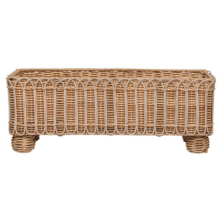 Provence Rattan Rectangular Planter - Whitewash