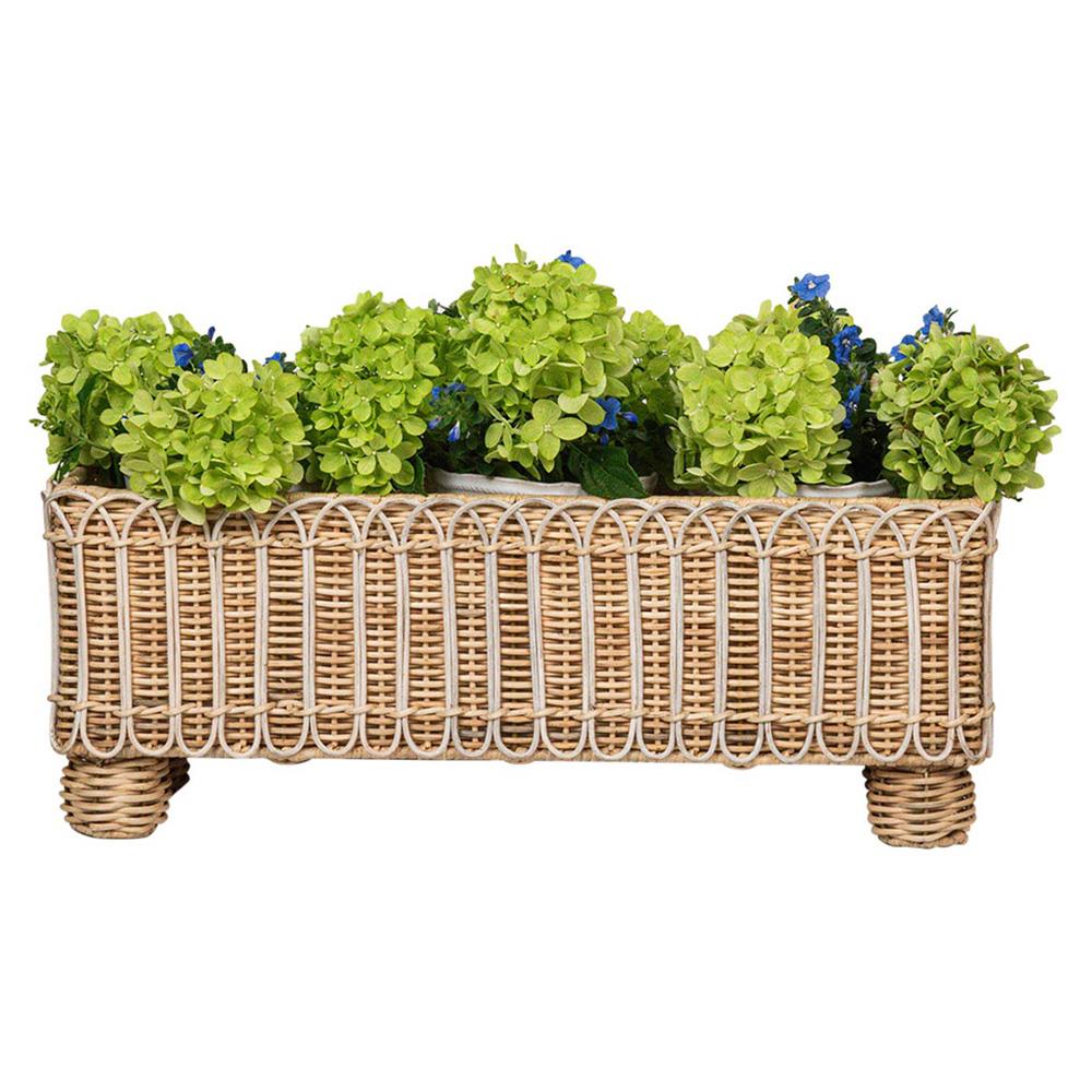 Provence Rattan Rectangular Planter - Whitewash