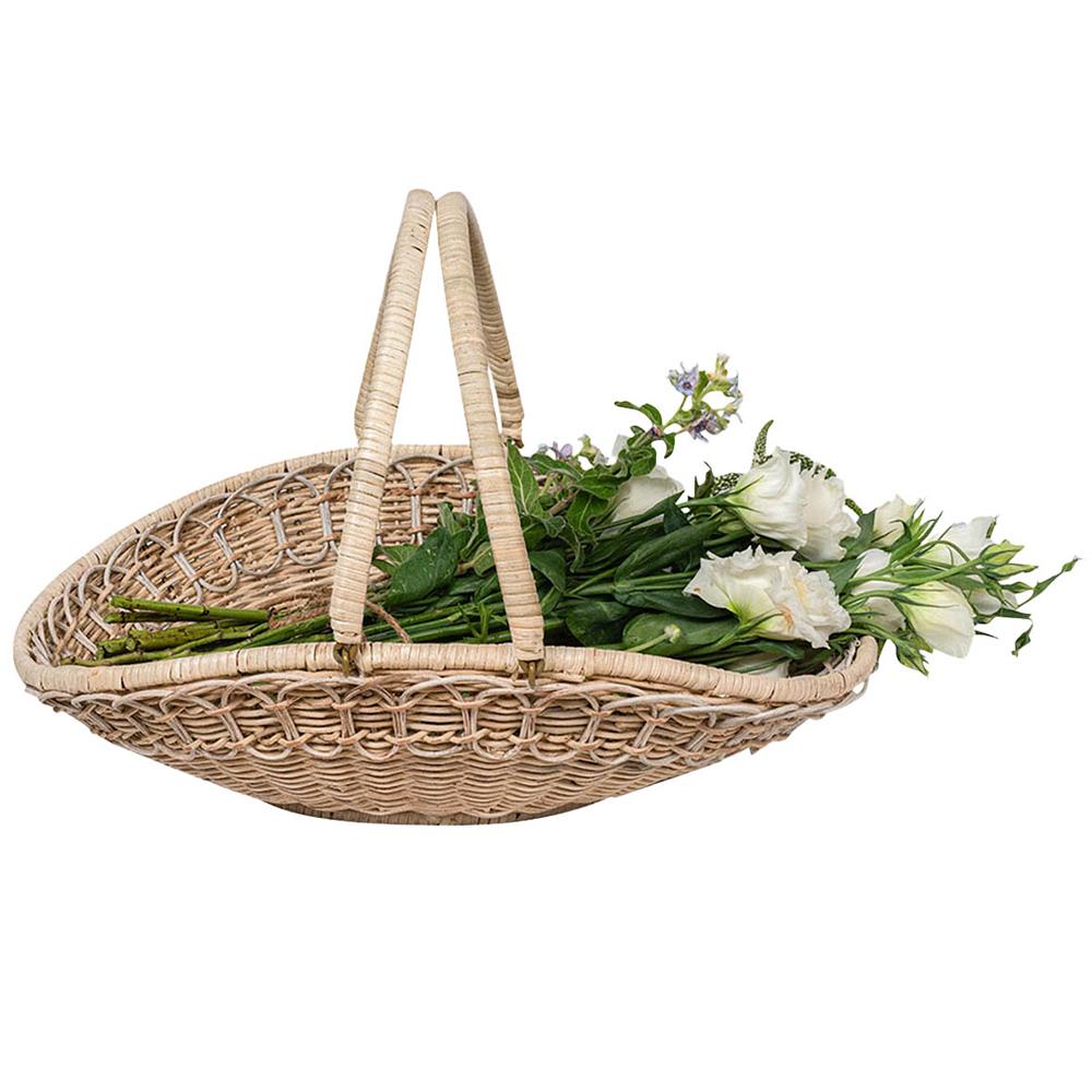 Provence Rattan Medium Gathering Basket - Whitewash