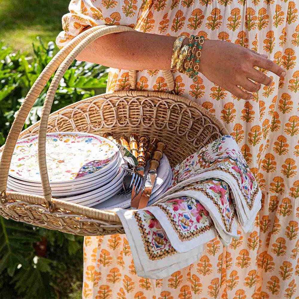 Provence Rattan Medium Gathering Basket - Whitewash