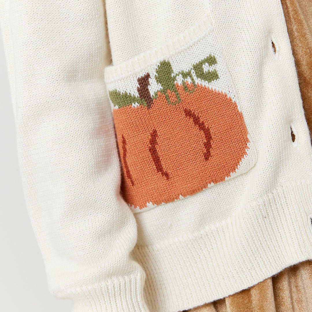 Girls Pocket Sweater - Pumpkin