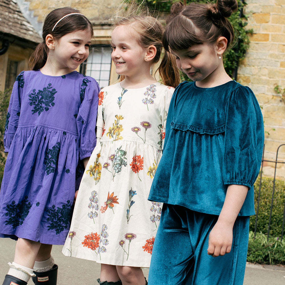 Girls Brooke Dress - Royal Purple W/ Embroidery
