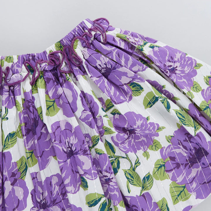 Girls Gianna Skirt - Purple Peonies