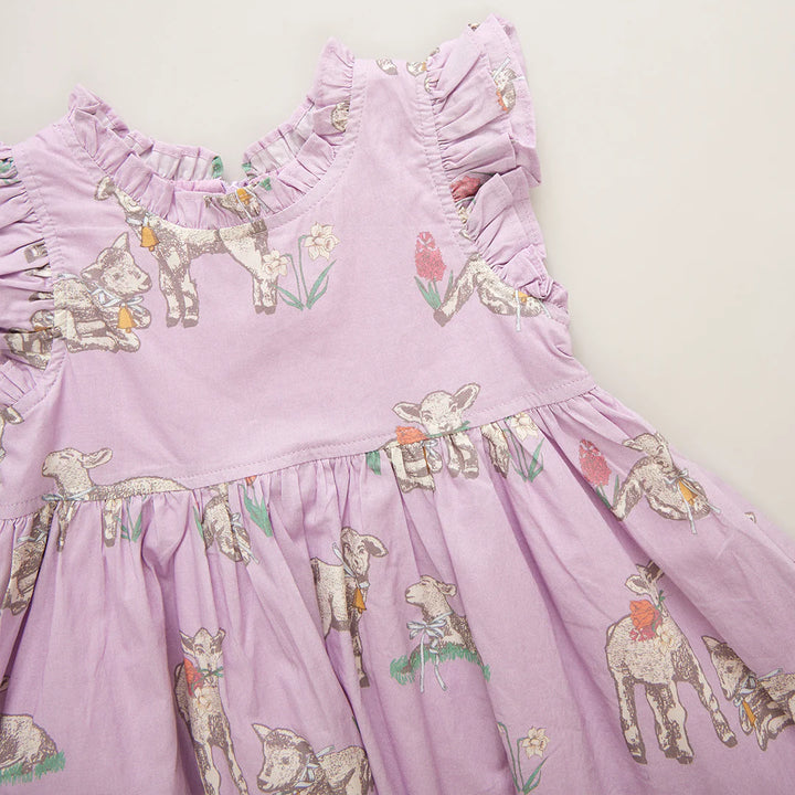 Girls Leila Dress - Lavender Lambs