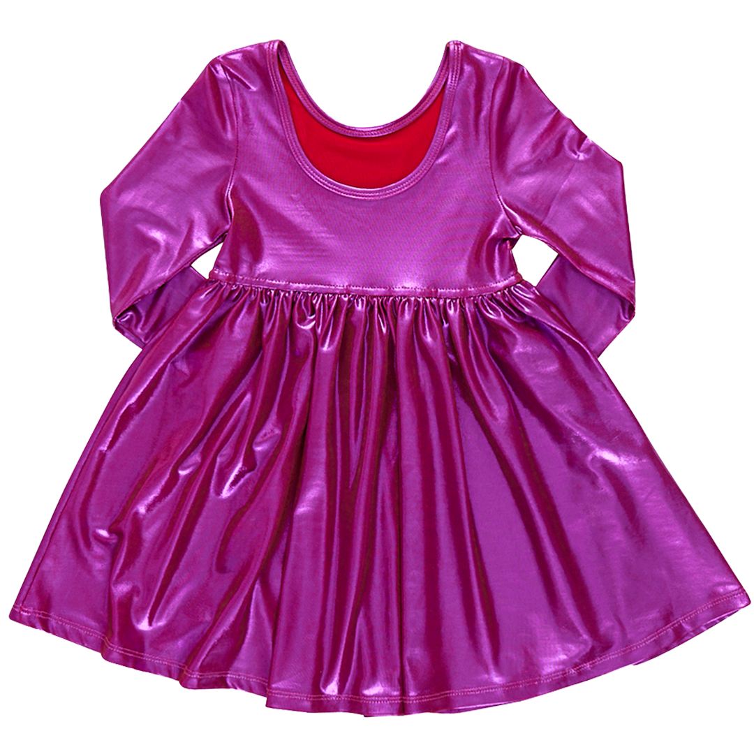 Girls Lame Steph Dress - Purple