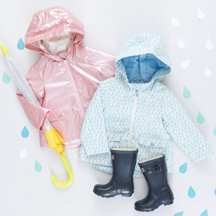 Girls Rafa Rain Coat - Pink Metallic Horses