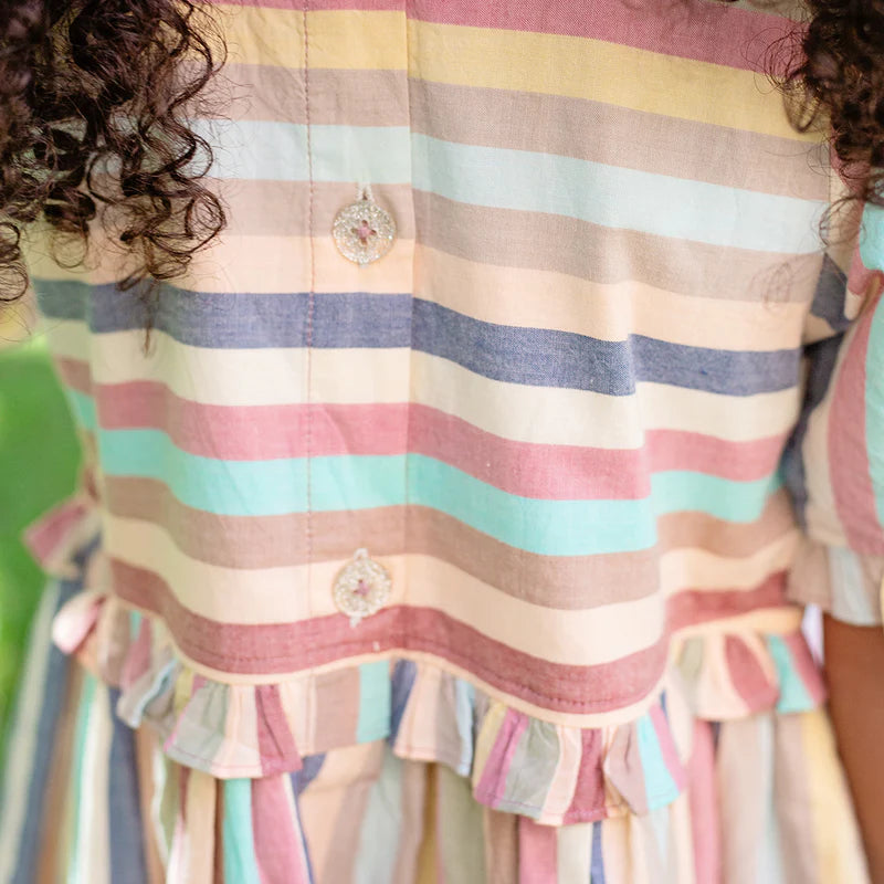 Girls Raquel Dress - Multi Vintage StripeGirls Raquel Dress - Multi Vintage Stripe