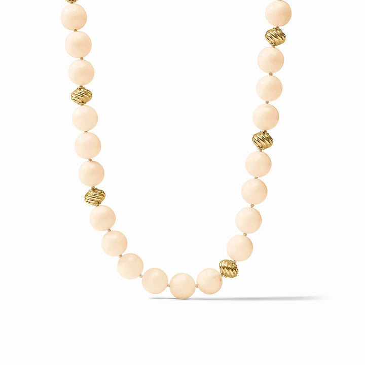 Ravello 5-in-1 Necklace in ivory with round cabochons and sculpted gold accent beads