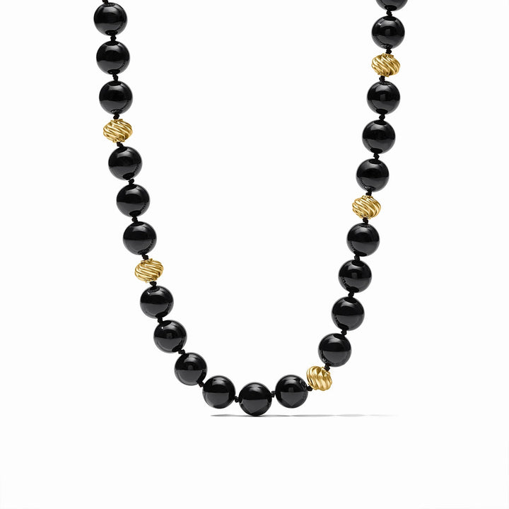 Ravello 5-in-1 Necklace in obsidian black with glossy round cabochons and sculpted gold accents