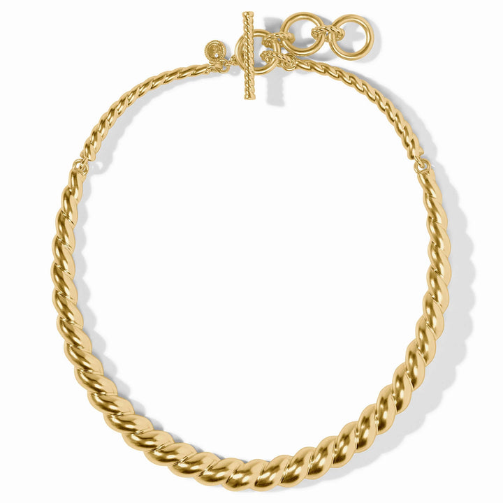 Gold Ravello Collar Necklace with twisted rope design and toggle closure