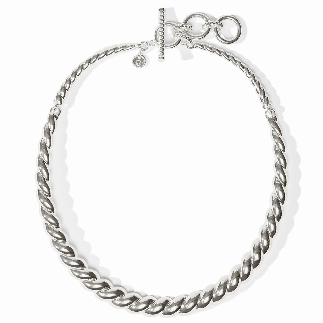 Silver Ravello Collar Necklace with twisted rope design and toggle closure