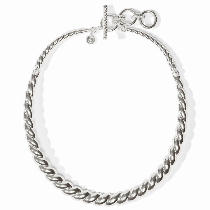 Silver Ravello Collar Necklace with twisted rope design and toggle closure