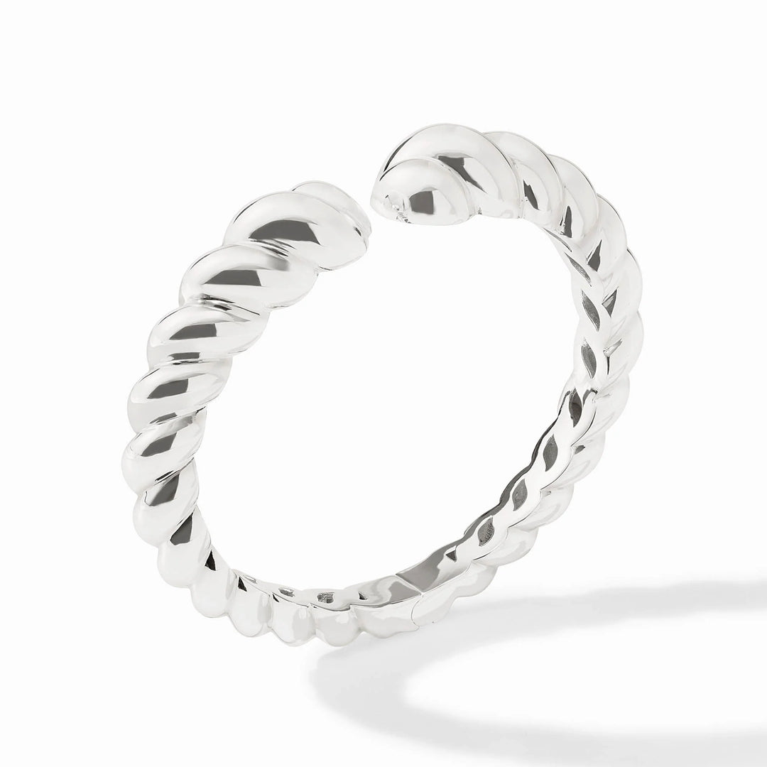 Silver Ravello Cuff showing open design and dimensional sculpted detailing