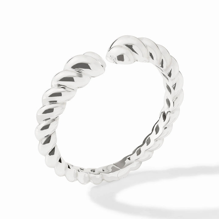 Silver Ravello Cuff showing open design and dimensional sculpted detailing