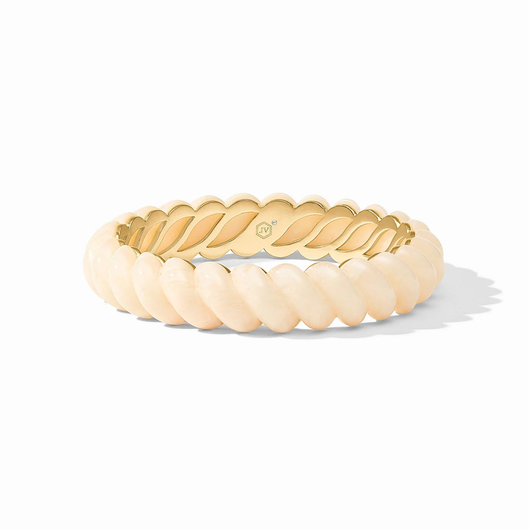 Ravello Statement Bangle in ivory with sculpted twisted cabochons and gold-tone interior