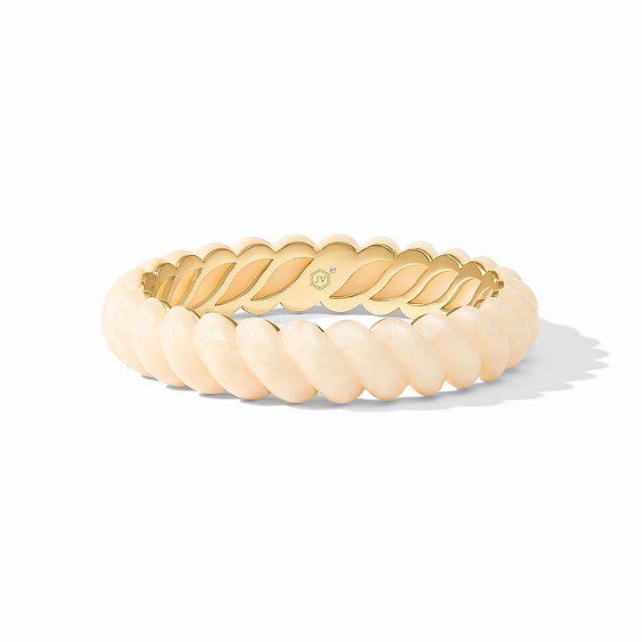 Ravello Statement Bangle in ivory with sculpted twisted cabochons and gold-tone interior