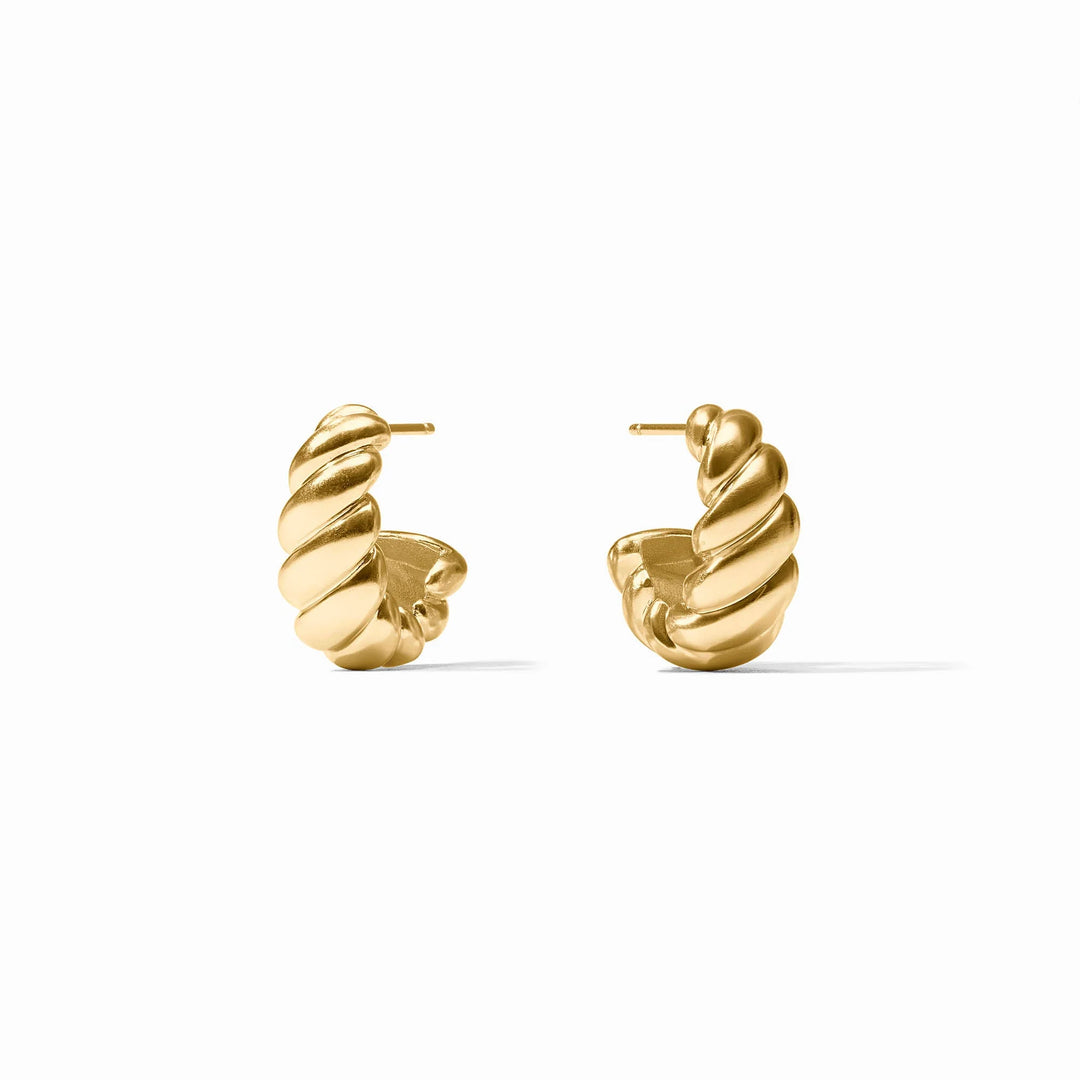Ravello Statement Hoop earrings in gold with sculpted ribbed design