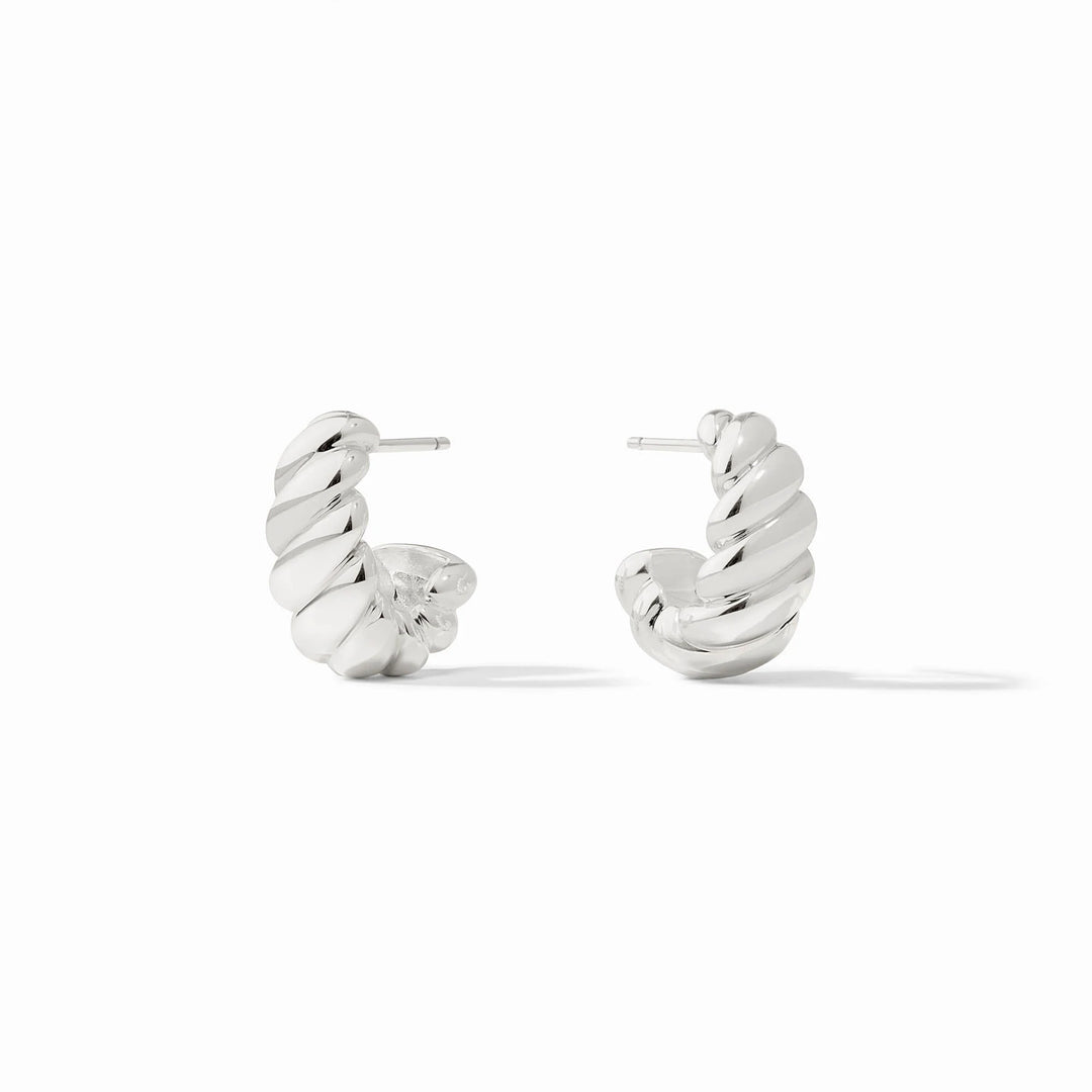 Ravello Statement Hoop earrings in silver with sculpted ribbed design