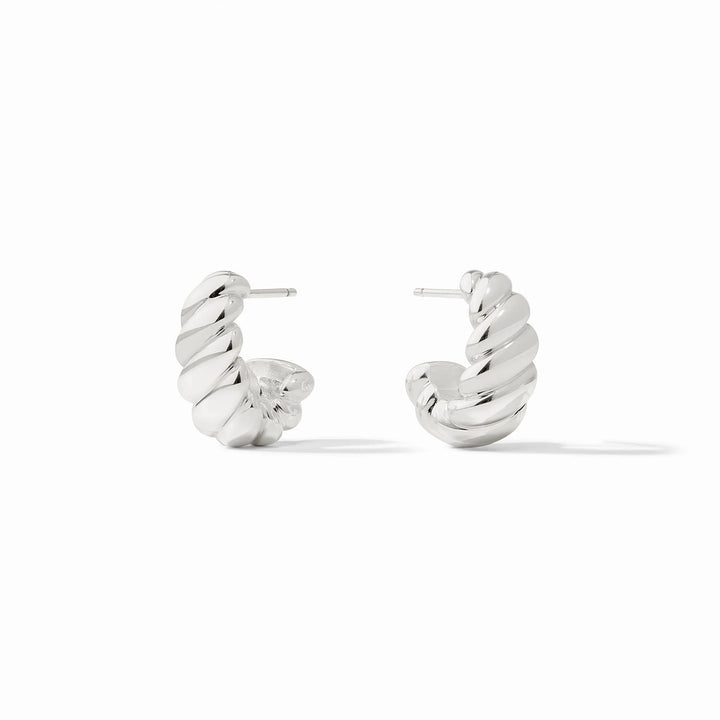 Ravello Statement Hoop earrings in silver with sculpted ribbed design