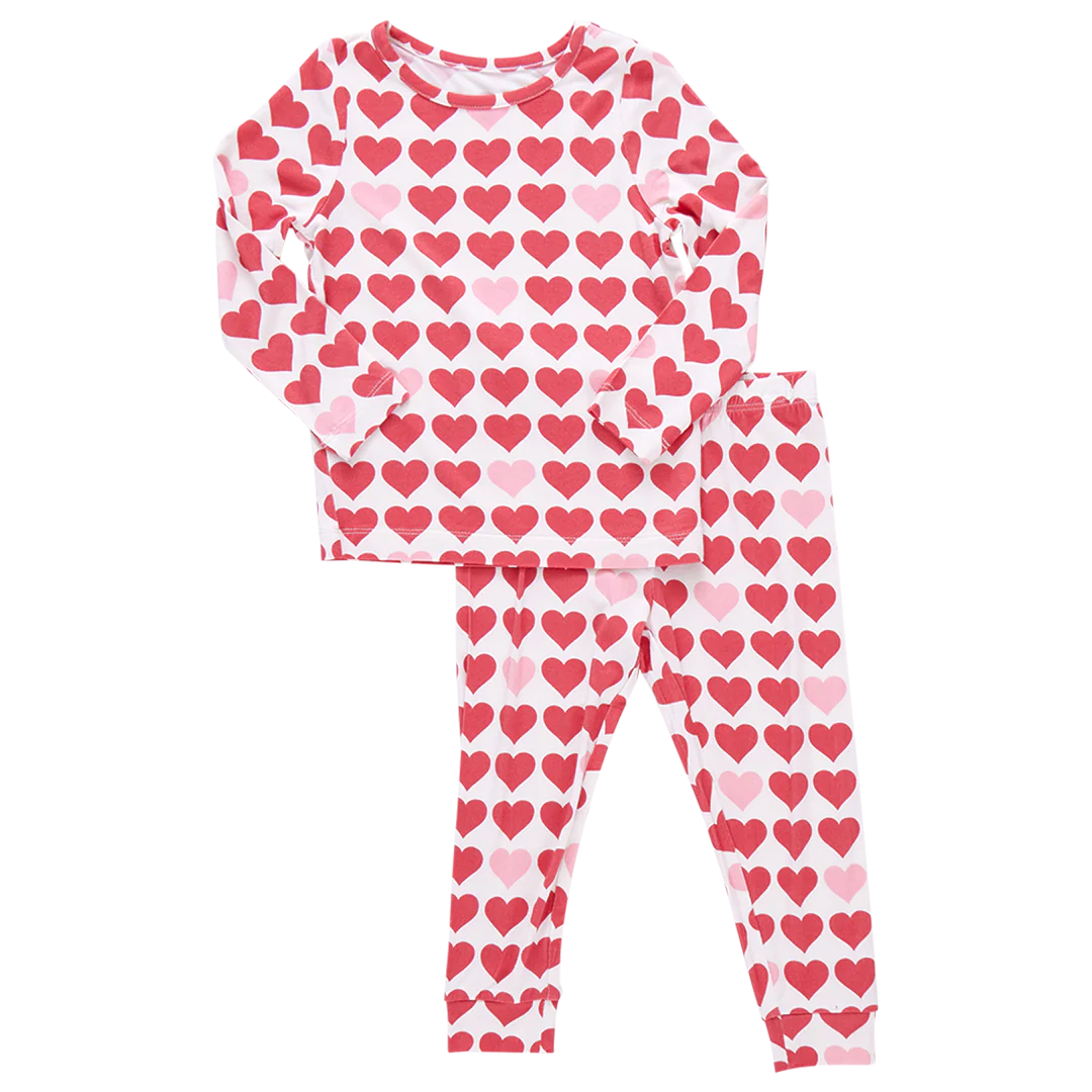 Kids Bamboo PJ Set - Tiny Hearts