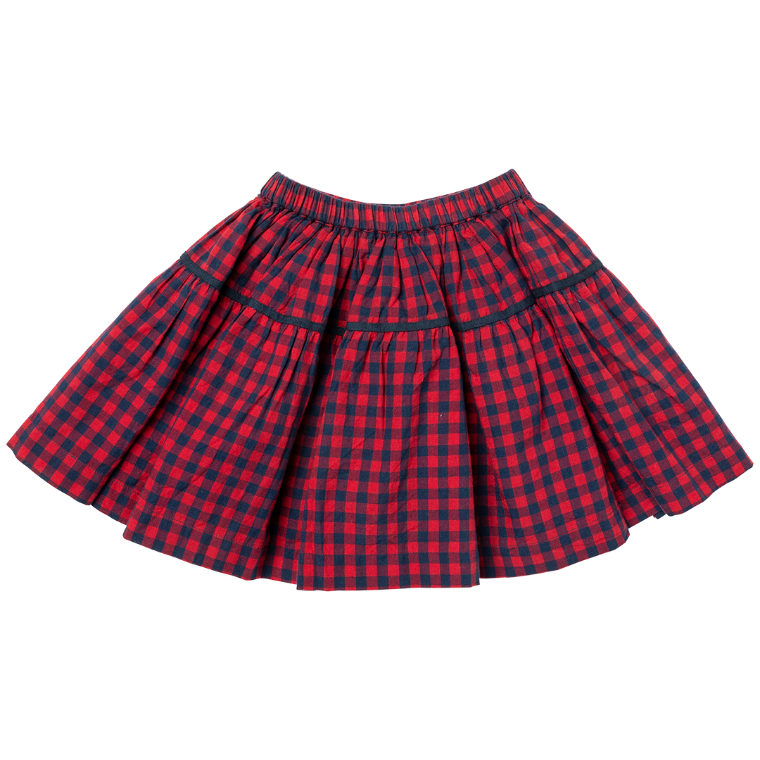 Girls Maribelle Skirt- Navy/Red Gingham