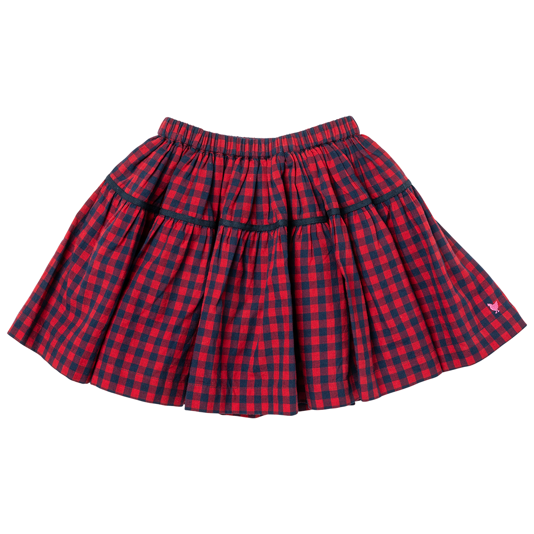 Girls Maribelle Skirt- Navy/Red Gingham