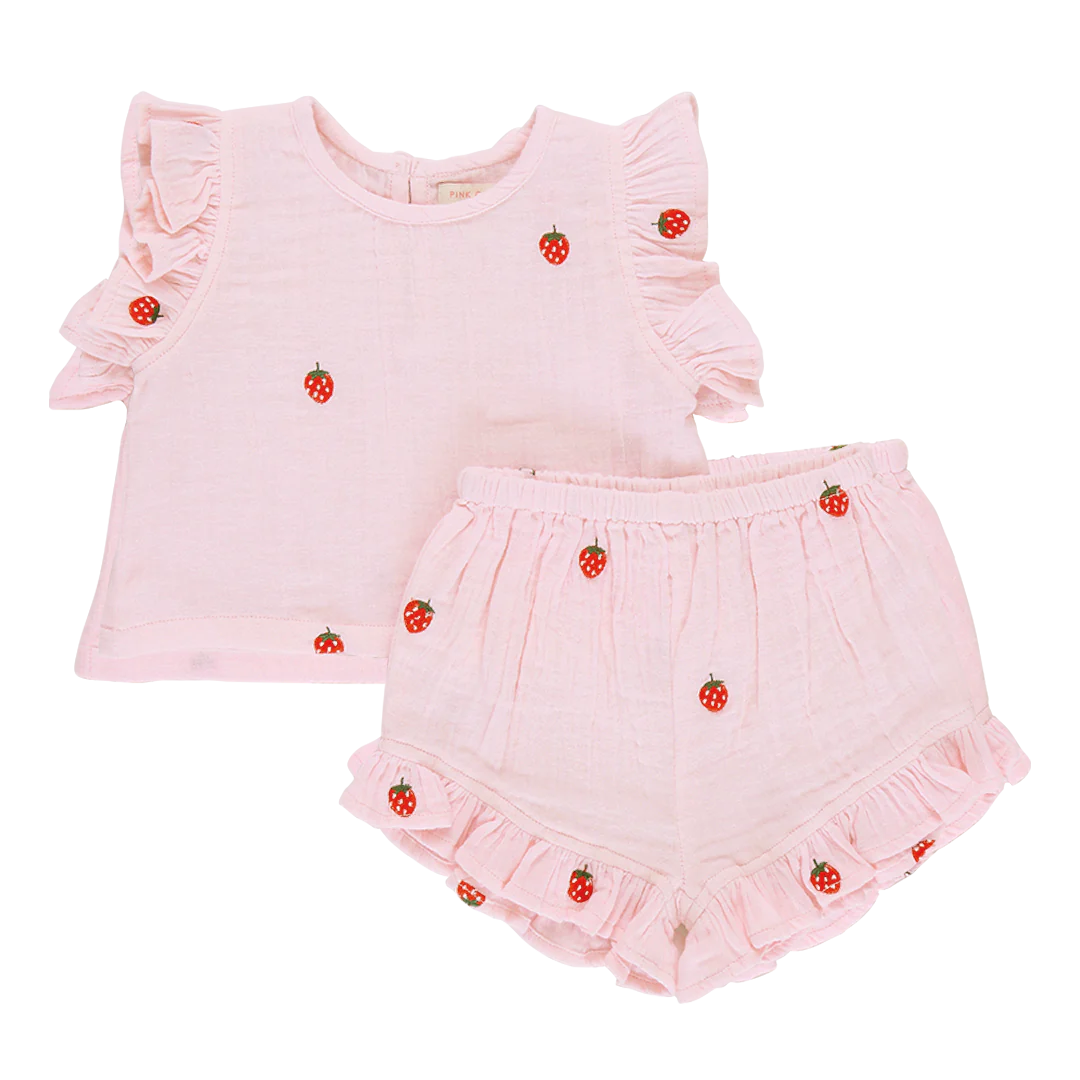 Baby Girls Roey 2-Piece Set - Strawberry Embroidery