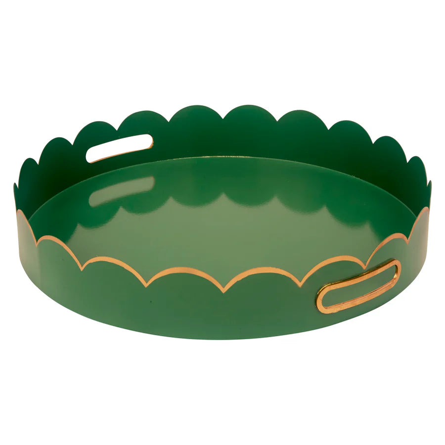 Eloise Green &amp; Gold Scalloped Metal Tray