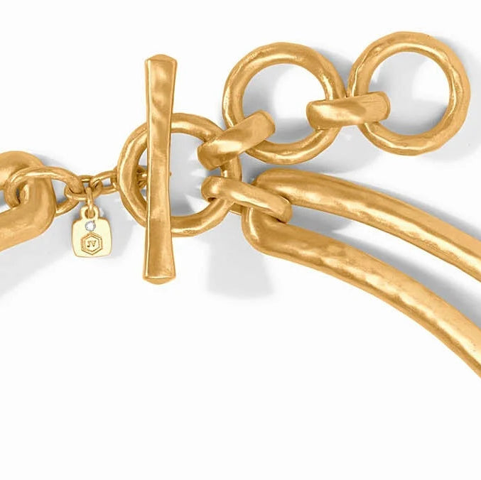 Gold Sahara Collar Necklace textured links and toggle closure