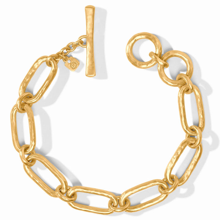 Overhead view of Sahara Demi Link Bracelet in gold showing textured links