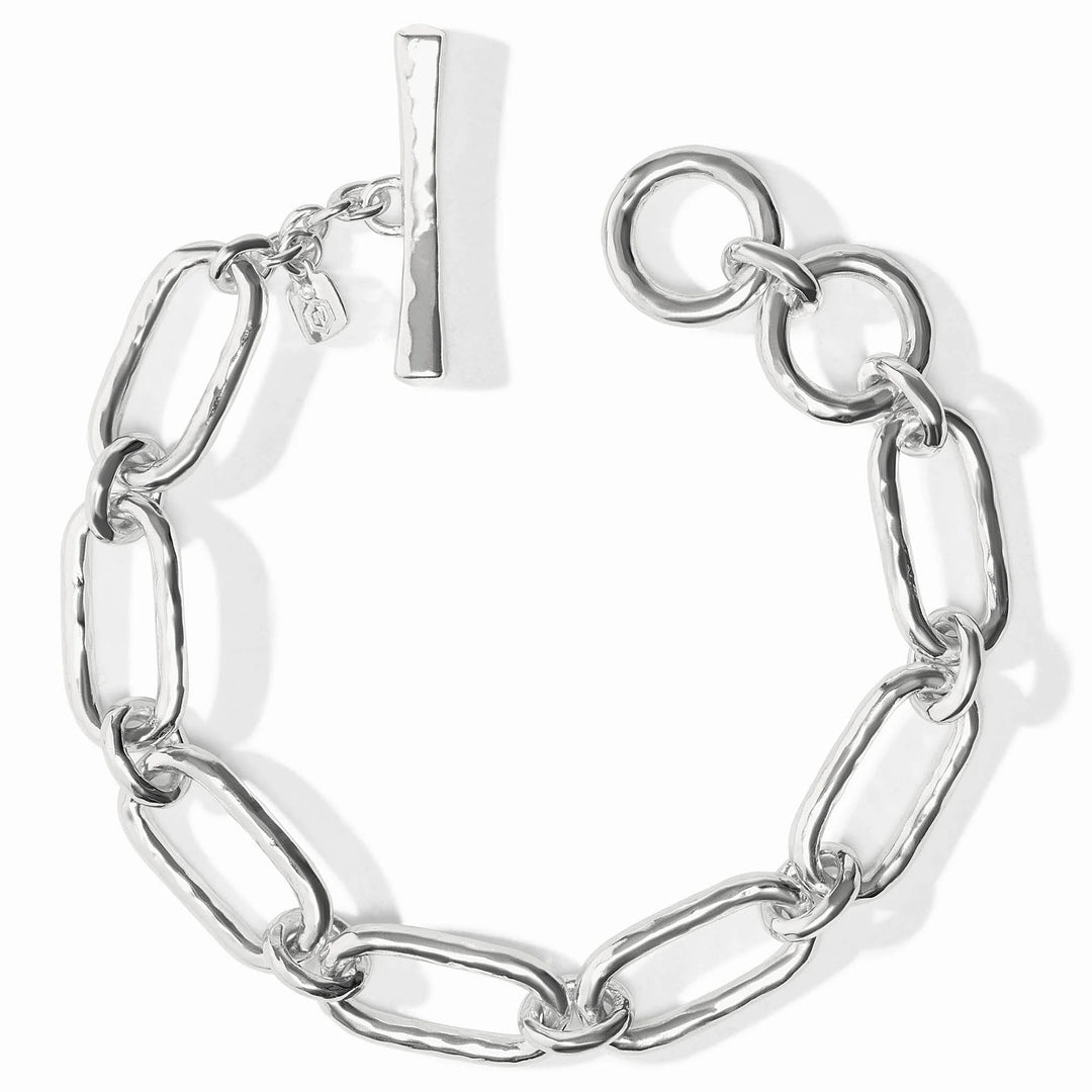 Overhead view of Sahara Demi Link Bracelet in silver showing textured links