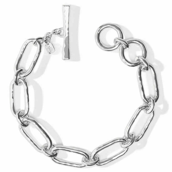 Overhead view of Sahara Demi Link Bracelet in silver showing textured links