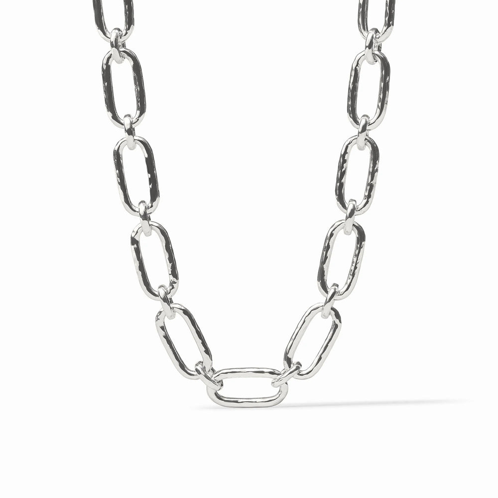 Sahara Demi Link Necklace in silver featuring textured elongated chain links