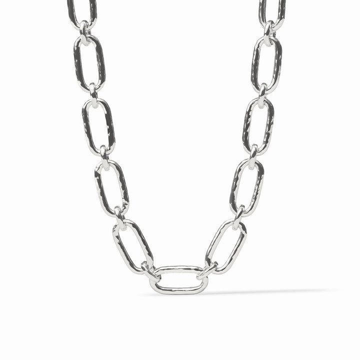 Sahara Demi Link Necklace in silver featuring textured elongated chain links