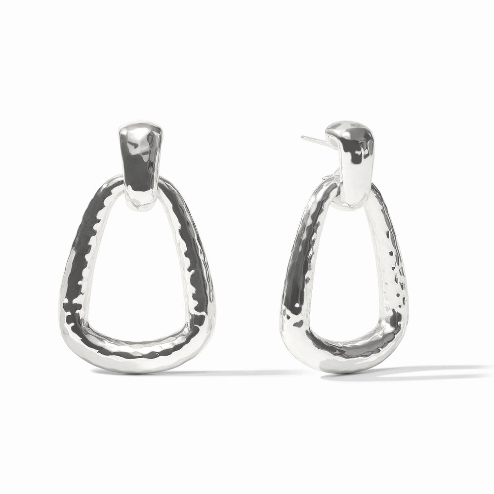 Sahara Doorknocker Earring in silver with hammered open drop design